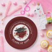 Graduation Cap & Red Roses Class of 20XX  ペーパープレート (パーティー)