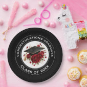 Graduation Cap & Red Roses Class of 20XX  ペーパープレート (パーティー)