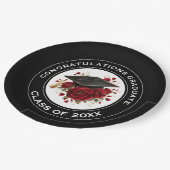 Graduation Cap & Red Roses Class of 20XX  ペーパープレート (アングル)