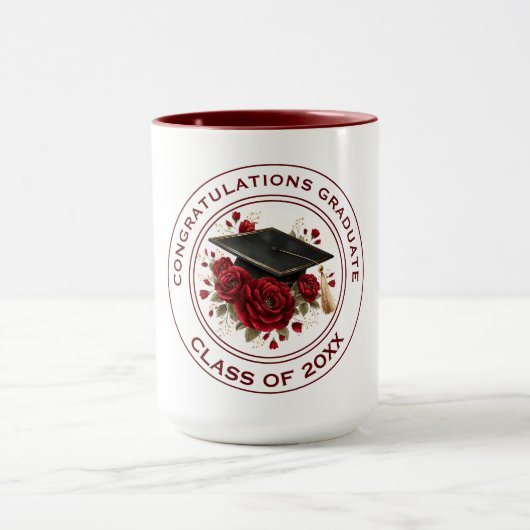Graduation Cap & Red Roses Class of 20XX マグカップ (中央)