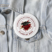 Graduation Cap & Red Roses Class of 20XX  缶バッジ (インサイチュ)