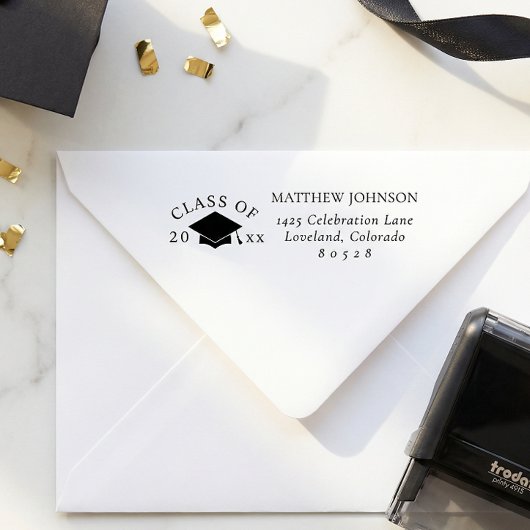 Graduation Cap Return Address セルフインキングスタンプ