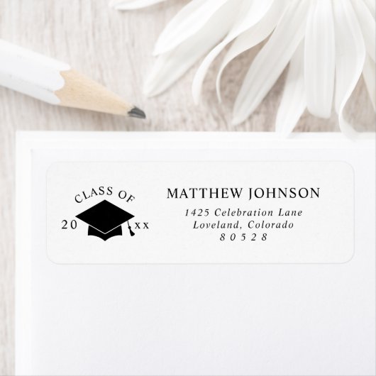 Graduation Cap Return Address ラベル (インサイチュ)