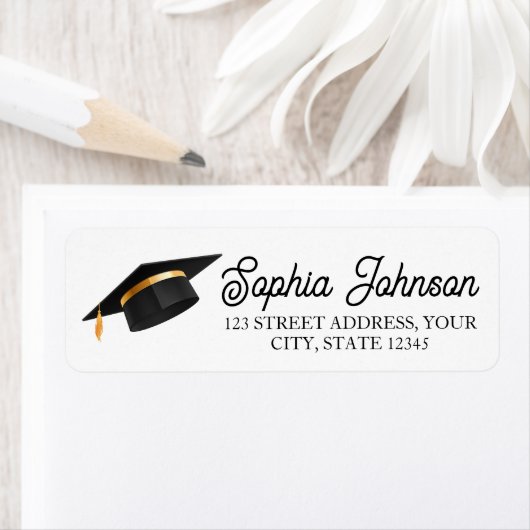 Graduation Cap Return Address  Label ラベル (インサイチュ)