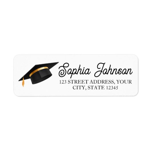 Graduation Cap Return Address  Label ラベル (正面)