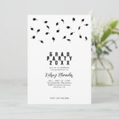 Graduation Cap Toss Black & White Grad Party 招待状 (スタンド正面)