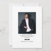 Graduation Cap Toss Black & White Grad Party 招待状 (裏面)