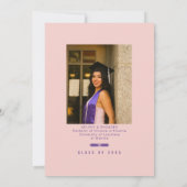 Graduation Cap Toss Blush Pink & Purple Grad Party 招待状 (裏面)