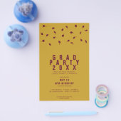 Graduation Cap Toss Maroon & Gold Grad Party チラシ (シングル)