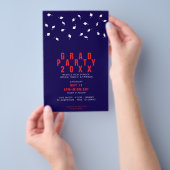 Graduation Cap Toss Red & Navy Grad Party チラシ (ハンドル)