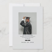 Graduation Cap Toss Silver & Black Grad Party 招待状 (裏面)