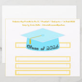 Graduation Cap Turquoise Blue Party Hat 2026 Black (正面/裏面)