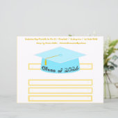 Graduation Cap Turquoise Blue Party Hat 2026 Black (スタンド正面)