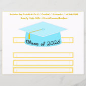 Graduation Cap Turquoise Blue Party Hat 2026 Black (正面)