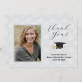 Graduation Caps Photo Thank You Message Cards 招待状 (正面/裏面)