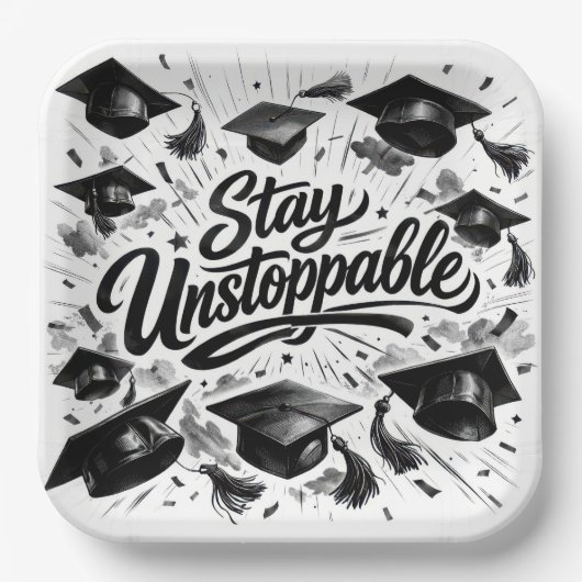 Graduation Caps with Motivational Text ペーパープレート (正面)