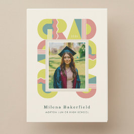 Graduation card class of 2026 retro 案内状