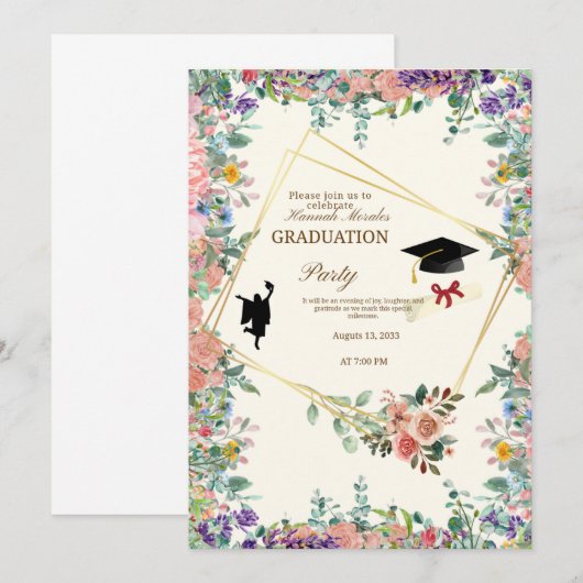 Graduation Celebration Invitation 招待状 (正面/裏面)
