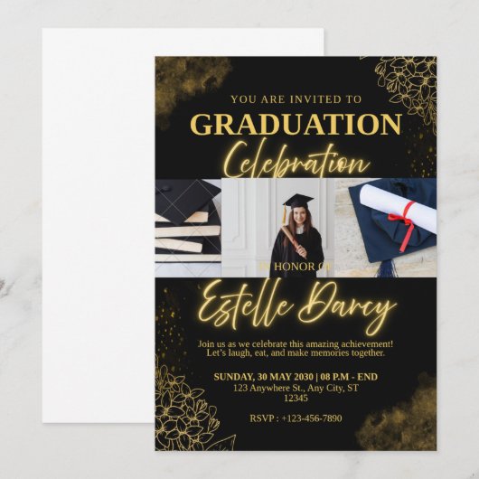 Graduation Celebration Invitation 招待状 (正面/裏面)