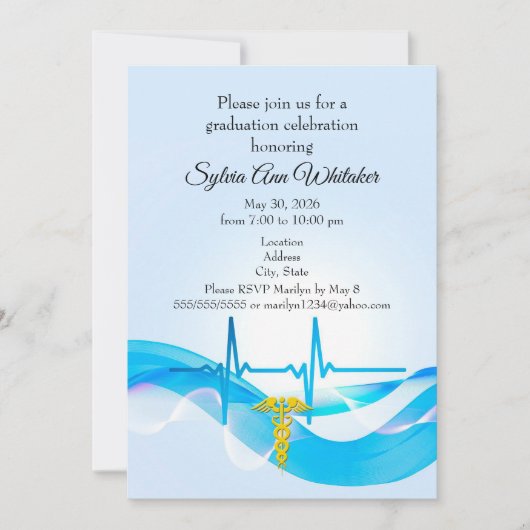 Graduation Celebration Nursing School invitation 案内状 (正面)