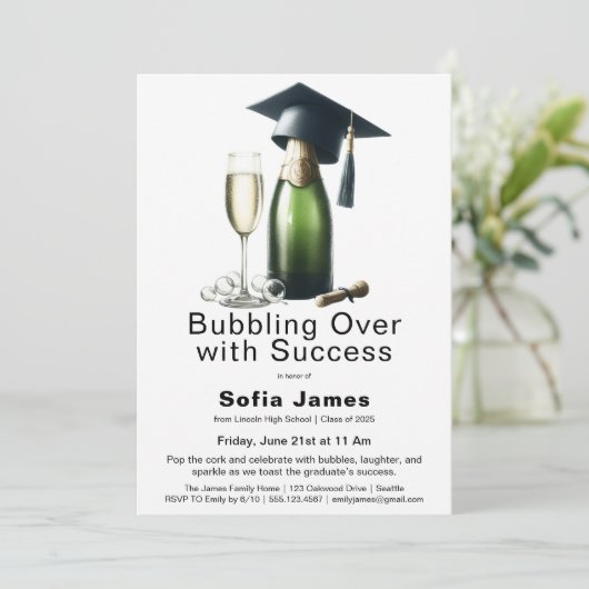 Graduation Champagne Celebration Invitation 招待状 (スタンド正面)