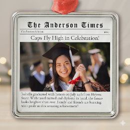 Graduation Class of 2025 Newspaper Photo Keepsake メタルオーナメント