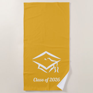 Graduation Class of 20?? GLDWHT Custom Year Name ビーチタオル