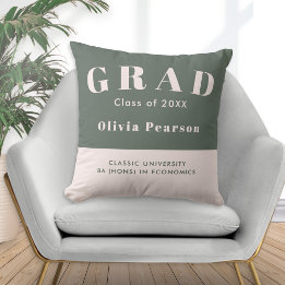 Graduation Class of 20XX Sage Green Blush Keepsake クッション