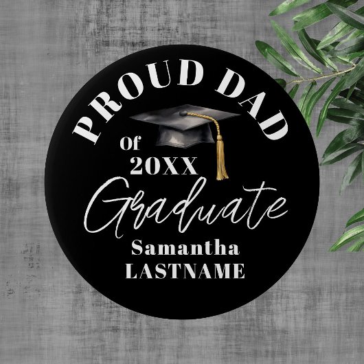 Graduation Commencement Celebration Proud Dad 缶バッジ