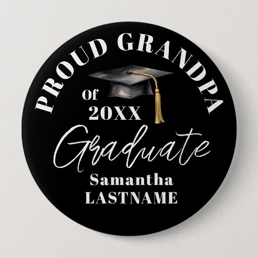 Graduation Commencement Celebration Proud Grandpa 缶バッジ (正面)