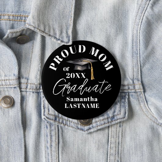 Graduation Commencement Celebration Proud Mom 缶バッジ (インサイチュ)