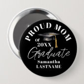 Graduation Commencement Celebration Proud Mom 缶バッジ (正面&裏面)