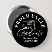 Graduation Commencement Celebration Proud Uncle 缶バッジ (正面&裏面)