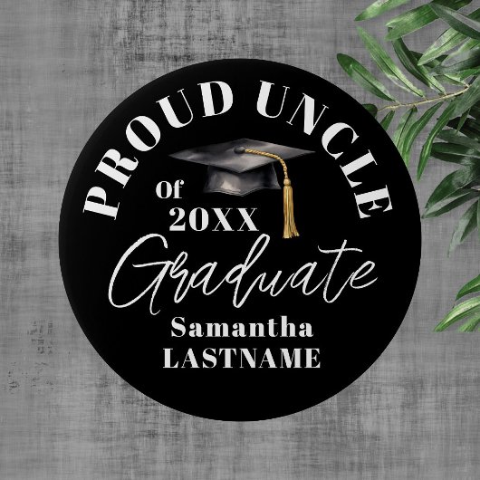 Graduation Commencement Celebration Proud Uncle 缶バッジ