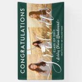 Graduation Congrats 3 Photo Collage Dark Green 横断幕 (縦)