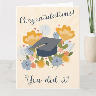Graduation Congrats! Floral Grad for Her Greeting カード