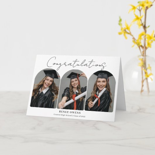 Graduation Congratulations Arch Photos Graduate カード (黄色い花)