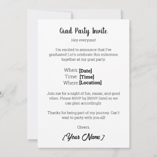 Graduation Congratulations Card - custom Photo 案内状 (裏面)