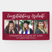 Graduation Congratulations Graduate 3 Photo Maroon 横断幕 (横)