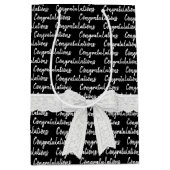 Graduation Congratulations With White Bow  ミディアムペーパーバッグ (正面)