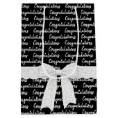 Graduation Congratulations With White Bow  ミディアムペーパーバッグ (裏面)