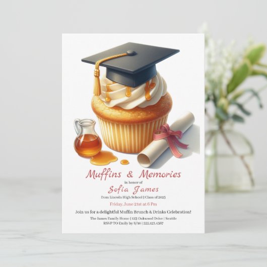 Graduation Cupcake Brunch Celebration 招待状 (スタンド正面)