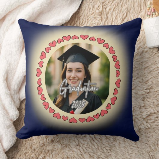 Graduation Custom Photo Throw Pillow クッション (ブランケット)