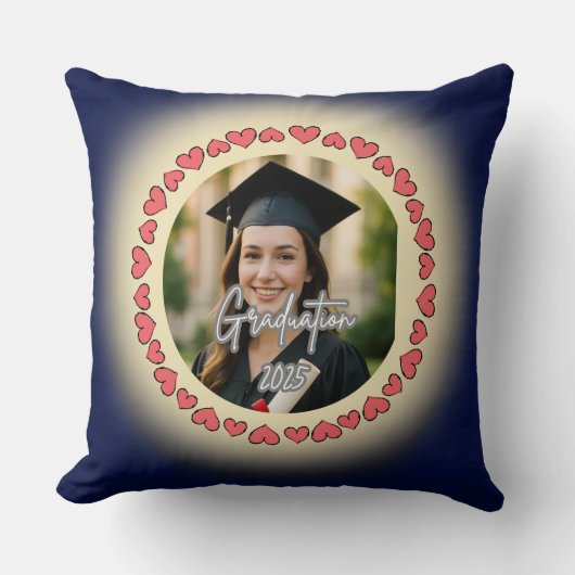 Graduation Custom Photo Throw Pillow クッション (正面)