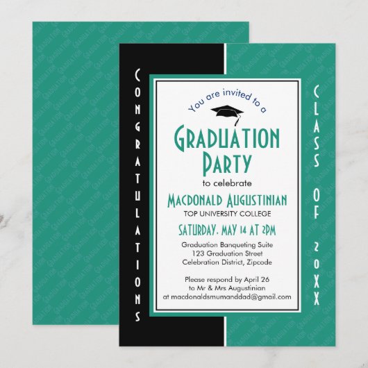 GRADUATION Custom TEAL Optometry Graduate 招待状 (正面/裏面)