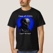 Graduation Cyber Skull Blue Glow Robot Head Design Tシャツ (正面)