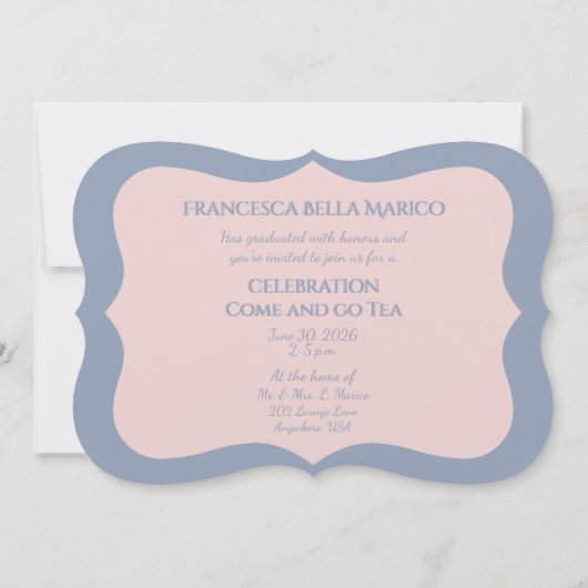 Graduation Daughter Blue Pink Floral Invitation 招待状 (裏面)