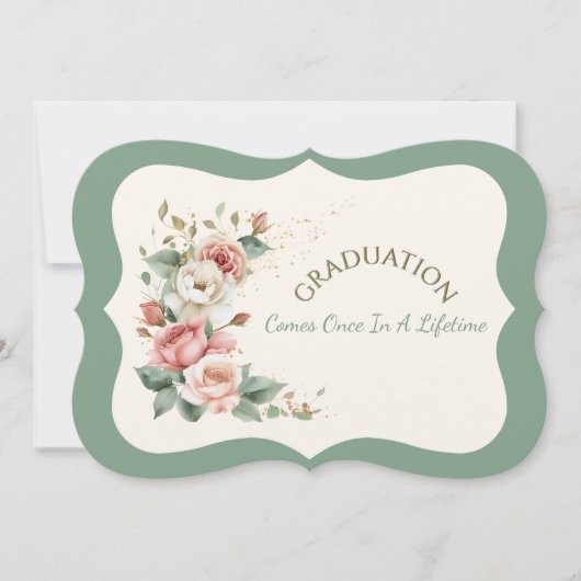 Graduation Daughter Floral Bouquet Invitation 招待状 (正面)