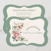 Graduation Daughter Floral Bouquet Invitation 招待状 (正面/裏面)