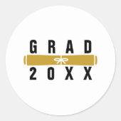 Graduation Diploma Black & Gold Envelope Seal ラウンドシール (正面)